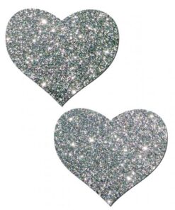 Heart Silver Glitter Pasties O/S