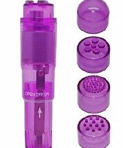 Mini Massager Pocket Rocket Purple 4 Attachments Bulk