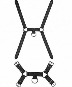 Ouch! Skulls & Bones Male Harness With Spikes Black