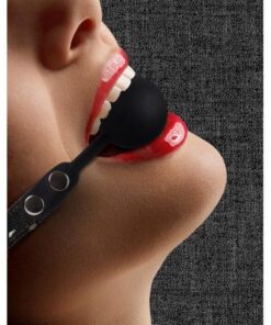 Silicone Ball Gag - With Roughend Denim Straps - Black