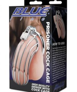 Blue Line Prisoner Cock Cage - Silver