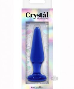 Crystal Glass Tapered Plug Med Blue