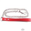 Rouge Leather Handle Chain Lead Leash Red
