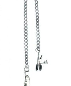 Adjustable Broad Tip Nipple Clamps With Loop And Link Chain Silver