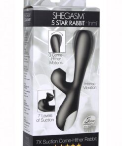 Shegasm 5 Star 7x Suction Come-hither Silicone Rabbit - Black