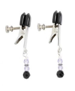 Adjustable Broad Tip Nipple Clamps W/Purple Beads