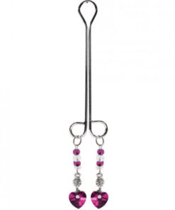Bijoux Cli Clamp Double Loop with Heart Charm & Fuchsia Beads
