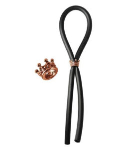 Bolo Lasso & Gold Skull Slider with Gold Tips Black
