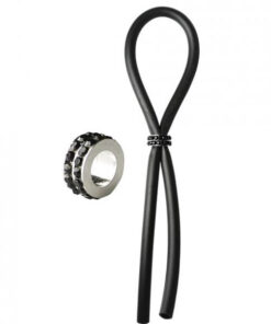 Bolo Silicone Lasso Ring Black Gems Bead Black