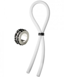 Bolo Lasso Ring Siilcone Black Gems Bead White