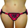 Plus Size Lace Satin Strap On Harness Red