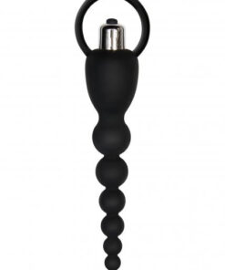 Vibrating Silicone Anal Beads Black