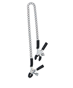 Spartacus Adjustable Nipple Clams With Curbed Chain Rubber Tipped
