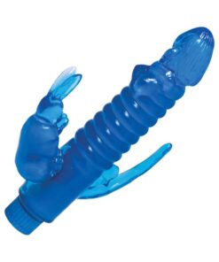 Ribbed Bunny Vibrator With Anal Tickler (blue)