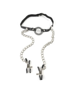 Fetish Fantasy O-Ring Gag With Nipple Clamps
