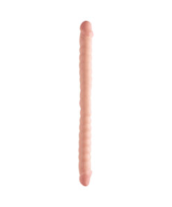 Basix Rubber Works - 18in. Ribbed Double Dong Beige
