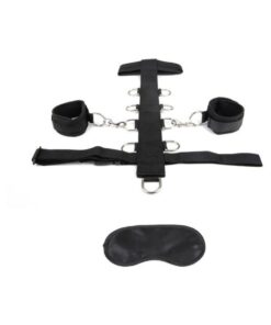 Lux Fetish Adjustable Neck & Wristraint Set Black