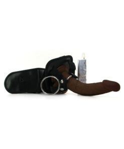 Real Skin Afro American Whoppers Vibrating 8 Inch Dong With Harness - Brown