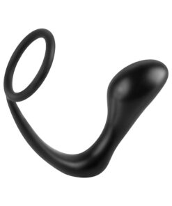 Ass-Gasm Silicone Cockring Plug - Black