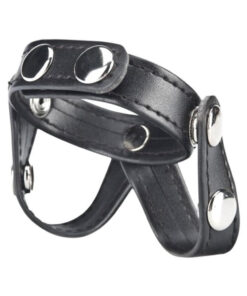 C & B Gear V-Style Cock Ring with Ball Divider Black
