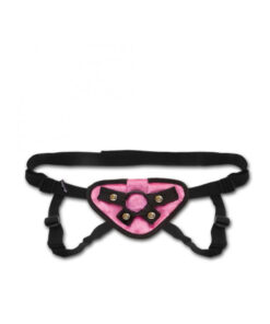 Lux Fetish Velvet Strap On Harness Pink O/S