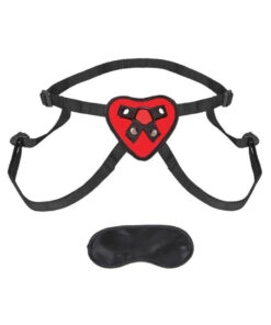 Lux Fetish Red Heart Strap On Harness O/S