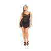 Rose Lace Flair Chemise Plus Size Black