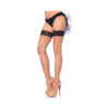 Stay Up Lace Top Backseam Fishnet Thigh Highs O/S Nude/Black