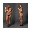 Fence Net Off The Shoulder Bodystocking. Long Sleeved Plus Size Black