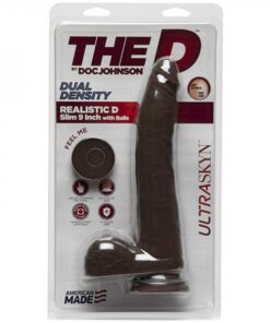 The Realistic D Slim W/balls 9 Chocolat