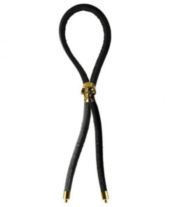 C-Cing Lasso Gold Skull Bead Leather Strap Black