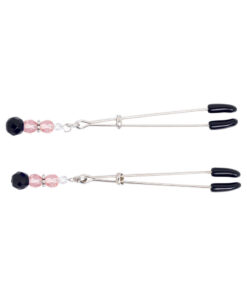 Beaded Nipple Clamps Adjustable Rubber Tipped Clamps With Pink Beads