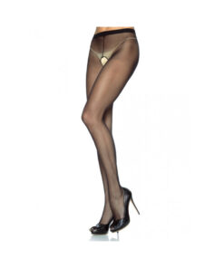 Sheer Nylon Crotchless Pantyhose Plus Size Black