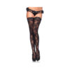 Stay Up Floral Lace Thigh Highs O/S Black
