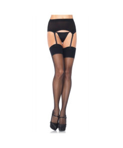 Sheer Garter Belt And Stockings 2 Pc Set O/S Black