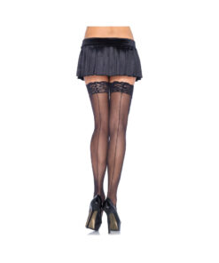 Sheer Stockings Back Seam Lace Top O/S