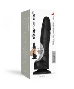Strap-on-me Sliding Skin Realistic Dual-density Dildo Black L