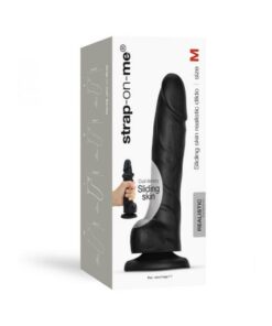 Strap-on-me Sliding Skin Realistic Dual-density Dildo Black M