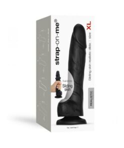 Strap-on-me Sliding Skin Realistic Dual-density Dildo Black Xl