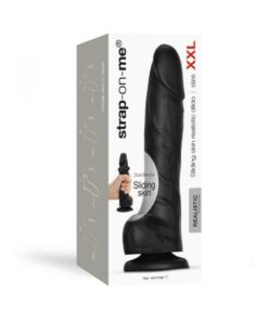 Strap-on-me Sliding Skin Realistic Dildo Dual Density Black  Xxl