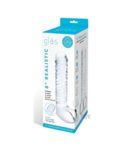 Glas Realistic Ribbed Glass G-spot Dildo With Balls