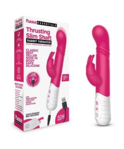 Rabbit Essentials Thrusting Slim Shaft Rabbit Vibrator Pink