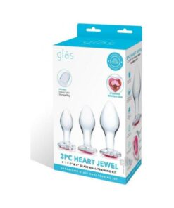 Heart Jewel Glass Anal Training 3pc Clr