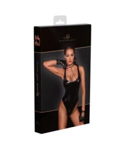 Noir Handmade Pvc Bodysuit With High-cut Bottom Hem L