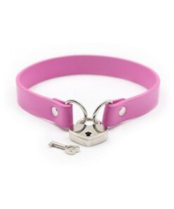 Ple'sur Pvc Collar With Heart Lock & Key Pink