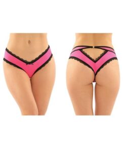 Dahlia Cheeky Hipster Panty With Lace Trim And Keyhole Cutout 6-pack S/m Pink