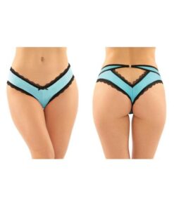 Dahlia Cheeky Hipster Panty With Lace Trim And Keyhole Cutout 6-pack L/xl Turquoise