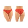 Cassia Crotchless Lace And Mesh Panty 6-pack L/xl Red