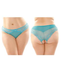 Cassia Crotchless Lace And Mesh Panty 6-pack Q/s Turquoise
