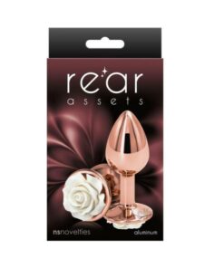Rear Assets Rose Anal Plug - Small - White